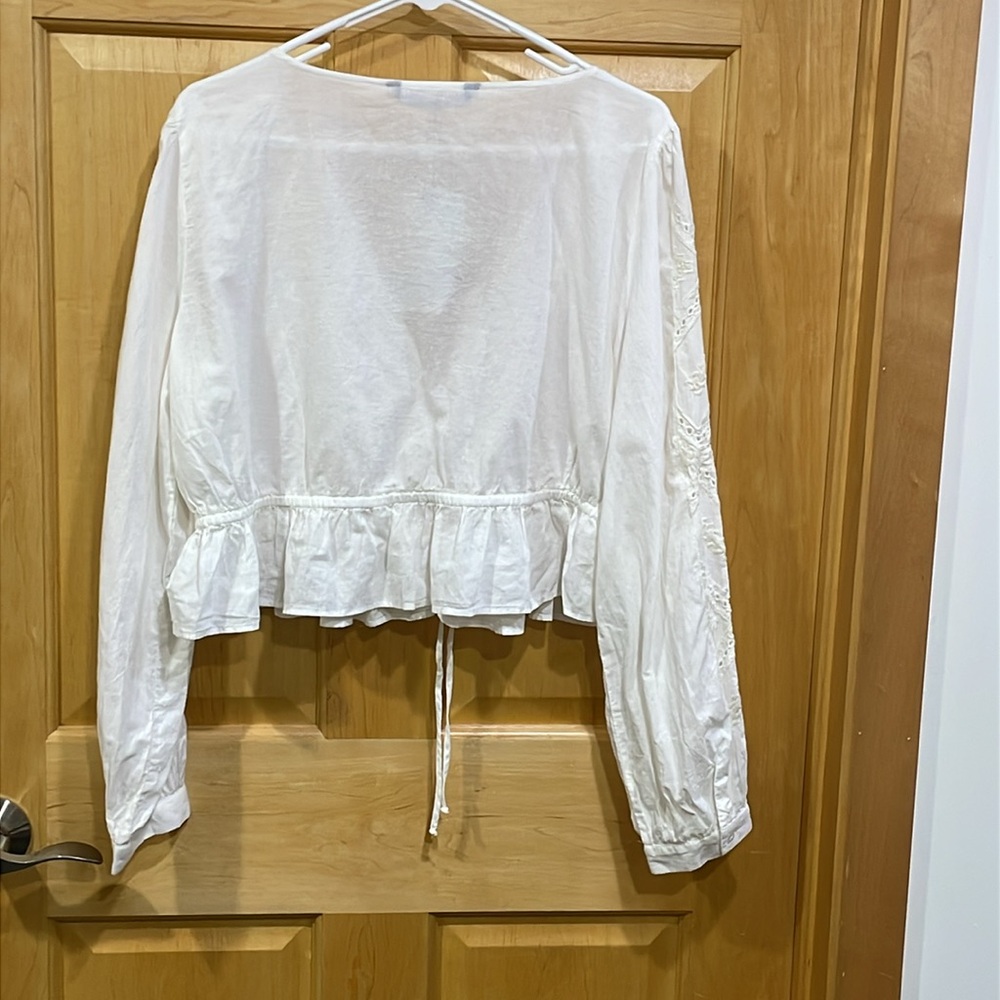 Zara white gauze long sleeve top size XL new with tag - Picture 10 of 16